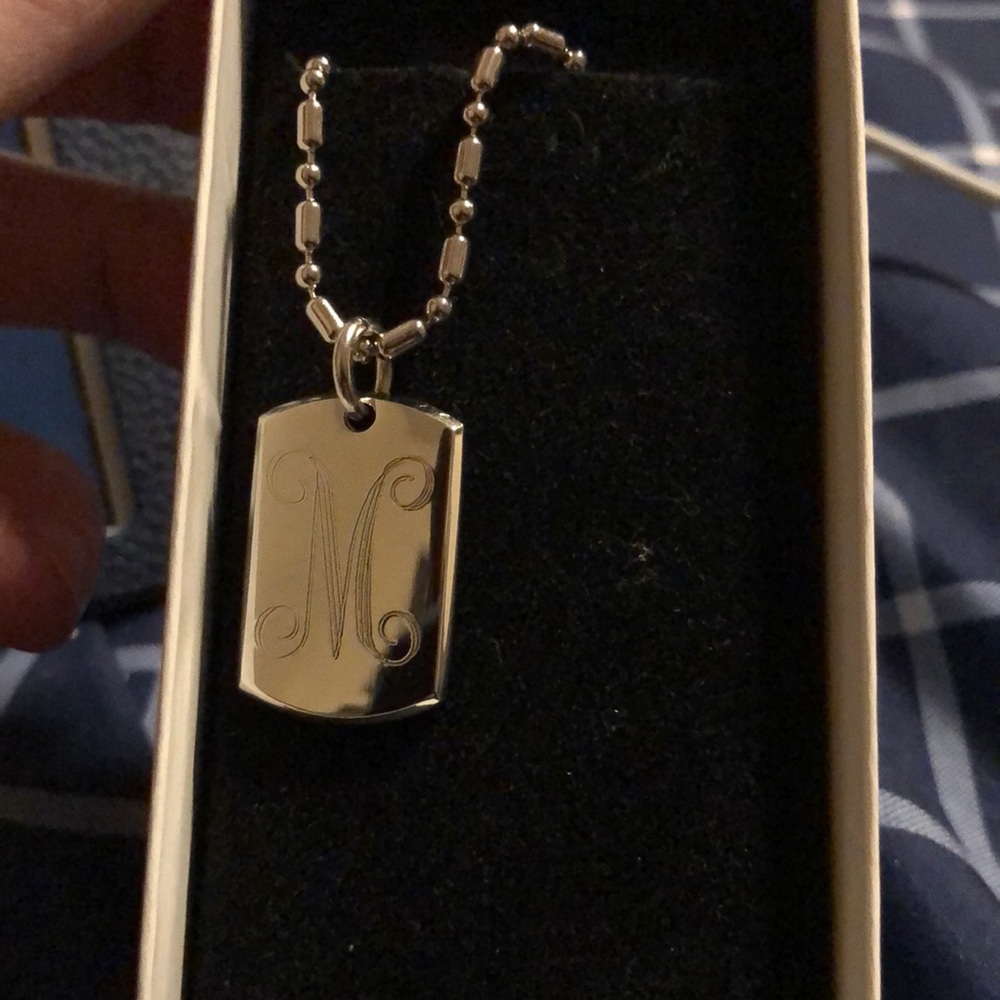 Small stainless steel dog tag style necklace